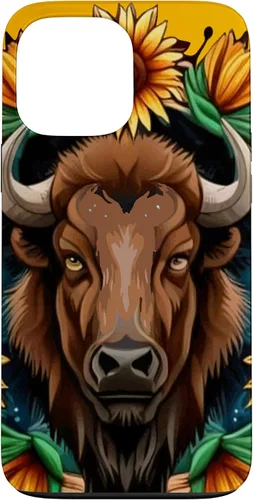 Vista 24 de American Bison with Sunflower Wreath Kansas State Tattoo Art Case for iPhone XR