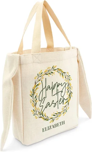 Vista 10 de Weddingstar Bolso de asas personalizable de la cesta de Pascua de la tela de la lona con las orejas, Bunny Rabbit