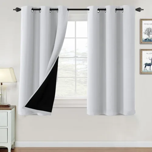 Vista 49 de H.VERSAILTEX Cortinas 100% de opacidad para dormitorio, con aislamiento térmico, cortinas opacas de 63 pulgadas de largo, cortinas de bloqueo