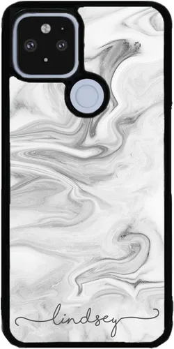 Vista 5 de Funda de goma negra personalizada con texto de mármol blanco y negro compatible con Google Pixel 10, 10 Pro, 10 Pro XL, 9a, 9 Pro, Pixel 9, Pixel 9
