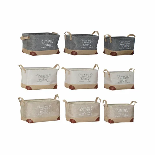 Vista 5 de Cesta Multiusos DKD Home Decor Beige Gris Marrón claro 40 x 30 x 24 cm Madera 3 Piezas (3 Unidades)