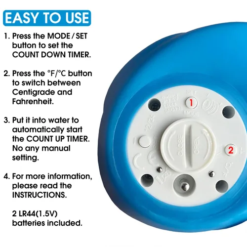 Vista 6 de Termómetro y temporizador de baño de hielo, 100% impermeable, termómetro de agua flotante para baño de hielo con alarma de temporizador de cuenta