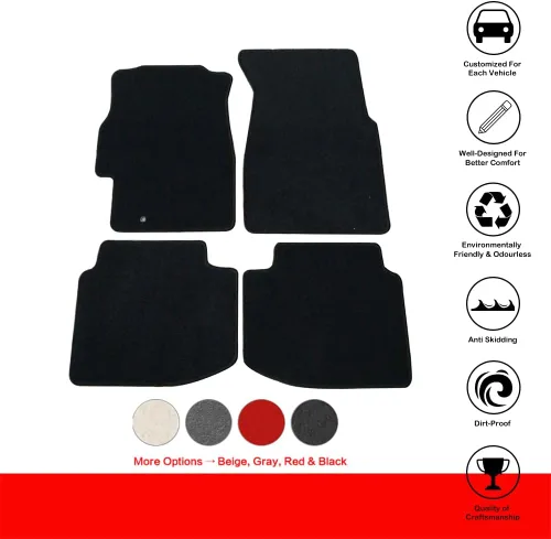 Vista 2 de IKON MOTORSPORTS Alfombrillas de piso compatibles con Honda Civic Coupe Hatchback Sedán 1996-2000, alfombra de nailon negro delantera y trasera 1997