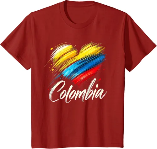 Vista 28 de Camiseta de orgullo colombiano con corazón de la bandera de Colombia