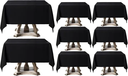 Vista 54 de Mantel Cuadrado 52 x 52 Pulgadas Manteles Negros Resistente a Manchas y Arrugas Lavable de Poliéster para Fiestas, Buffets y Bodas Mantel