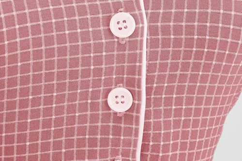 Vista 4 de Wellwits Vestido camisero a cuadros con mangas de murciélago cortas para mujer con bolsillo