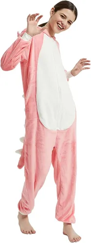 Vista 4 de CALANTA Mono de dinosaurio para adultos, disfraz de dragón T-Rex Animal para mujer, pijama de felpa de una pieza, cosplay, Halloween, Navidad