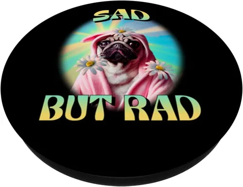 Vista 2 de Sad But Rad - Camiseta divertida de Pug PopSockets intercambiables PopGrip