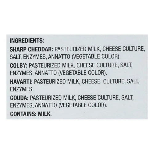 Vista 2 de New Bridge Asorti de Queso Rebanadas para Entretenimiento, Cheddar Agudo/Colby/Havarti/Gouda, 16 oz