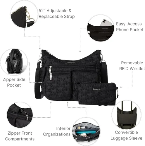 Vista 68 de Baggallini Modern Everywhere Crossbody Women 11x9x4.5 RFID Hobo Bag