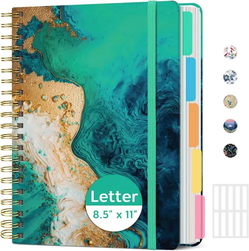 Vista 9 de Taja Cuadernos de espiral para trabajo de 5 materias con divisores K - Vórtice rosa