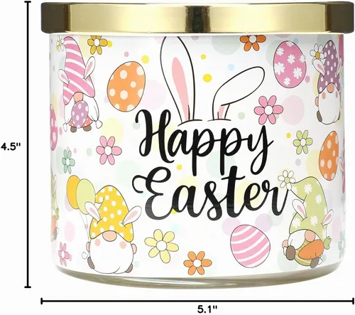 Vista 7 de Velas de conejo de Pascua, vela perfumada de jazmín de Pascua, 14 onzas, tarro grande de 3 mechas, regalo de velas de conejo de primavera
