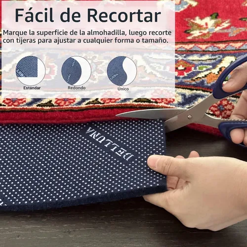 Vista 5 de DELLUNA Non-Slip Area Rug Pad 1/4" Thick Double Side Rubber + Felt, 2'x3' Premium Deluxe Cushioned- Safe for All Floors, Adds Comfort and