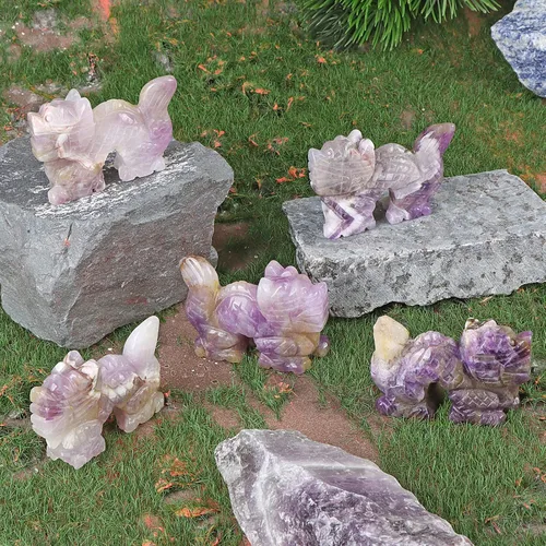Vista 5 de Regalos de dragón de amatista de 2 pulgadas, mini figuras de dragón para adultos, escultura de animales hecha a mano de buena suerte