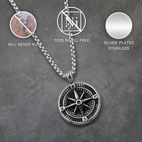 Vista 26 de Galis Collar para hombre, collar de cadena de plata de acero inoxidable de alta calidad para hombres, no se deslustra, cadenas para hombres