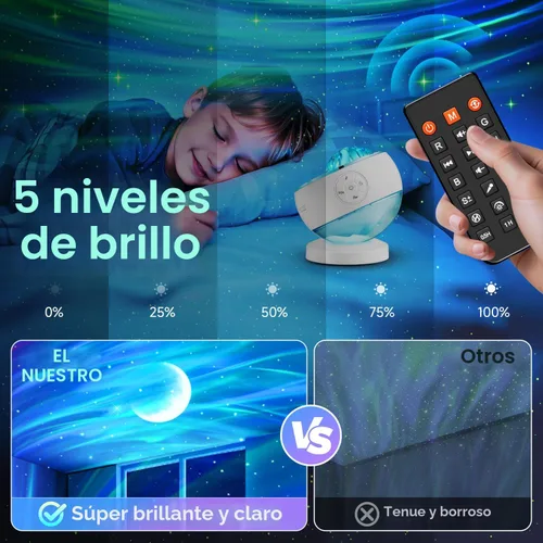 Vista 6 de Proyector de luces del norte, proyector de galaxias con más de 300 efectos de luz, máquina de sonido de efectos de luz, proyector de estrellas LED