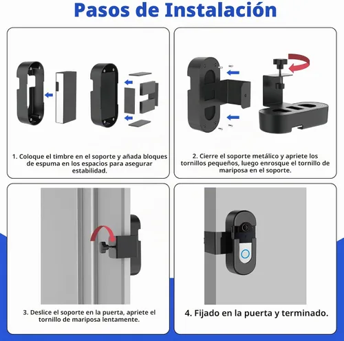 Vista 4 de Soporte Antirrobo para Timbre de Video Ring, Compatible con Timbre de Video, Soporte de Montaje Ajustable Sin Taladro para Timbres Inalámbricos