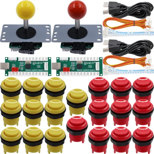 Vista 8 de SJ@JX Arcade Game 2 Player Controller DIY Kit Microswitch Recessed Button 4&8 Way Joystick Zero Delay USB Encoder Fighting Stick Handles Console for