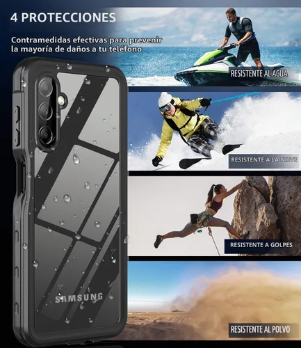 Vista 7 de Funda impermeable para Samsung Galaxy A14 5G, protector de pantalla integrado, cuerpo completo de 360°, resistente a prueba de golpes, a prueba