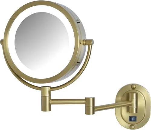 Vista 13 de JERDON Espejo de maquillaje de montaje en pared con cableado - 5X/1X - Negro - HL65BKD 8" de diámetro, brazo de pared de 14", iluminación LED