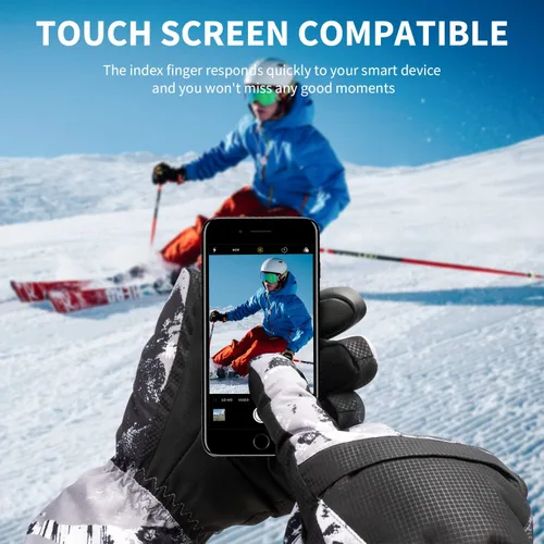 Vista 2 de BOSONER Guantes de esquí y snowboard, guantes cálidos impermeables de invierno, guantes de nieve para clima frío para hombres, mujeres, niños