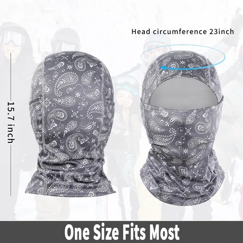 Vista 5 de Achiou - Pasamontañas, máscara facial, para hombres o mujeres, máscara de cara completa con capucha, para nieve, motocicleta, correr, clima frío