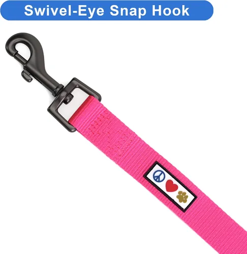 Vista 3 de Pawtitas - Correa personalizada de 6 pies para perro rosa XS/S con nombre y número de teléfono bordados, correa fuerte de nylon para razas pequeñas