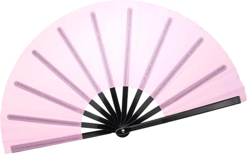Vista 36 de QIRMIZI Abanico grande plegable para rave – Abanicos de tela de nailon, abanicos retro vintage para kung fu, tai chi, danza, festivales de música