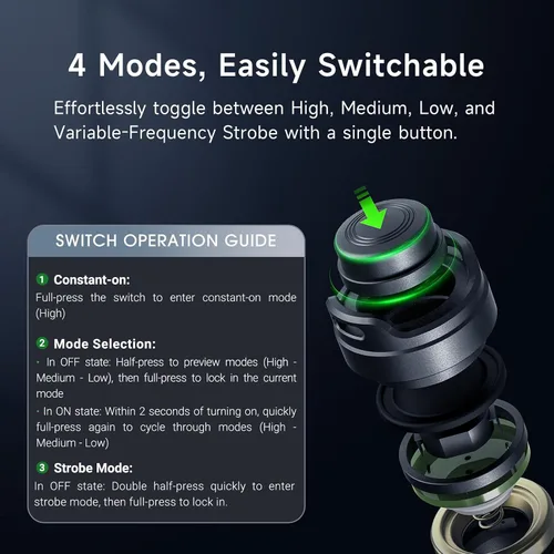 Vista 5 de NEXTORCH Linterna recargable E52D de alto lúmenes, linterna táctica de 3700 lúmenes con 3 modos y estroboscópica para senderismo al aire libre