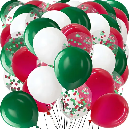 Vista 16 de Globos verdes con globos de confeti, globos de látex de 12 pulgadas, 80 piezas para decoración de bodas, cumpleaños, baby shower, fiestas