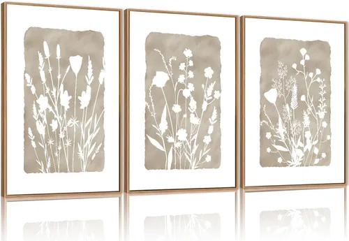 Vista 79 de FWIEXA Juego de Arte de Lienzo Bohemio Enmarcado para Pared, Cuadros Botánicos Verde Salvia Decoración de Pared, Impresiones de Arte de Plantas