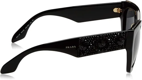 Vista 3 de Prada PR 10TS-1AB5S0 - Gafas de sol cuadradas, color negro con lente gris, 2.047 in, Negro