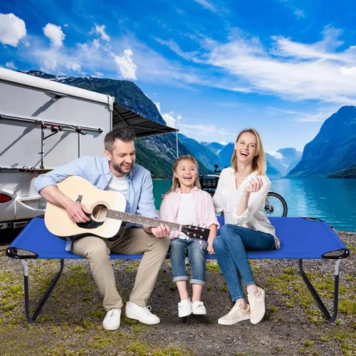 Vista 2 de GOFLAME Catre plegable para acampar, cama plegable portátil, capacidad de peso de hasta 300 libras, catres de camping para uso en interiores