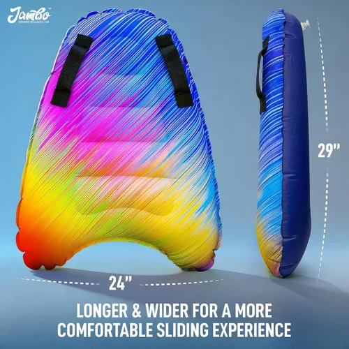 Vista 5 de JAMBO Tabla de surf inflable con asas, tabla de boogie para playa, tabla de surf flotante, flotadores de piscina, juguete de playa para niños