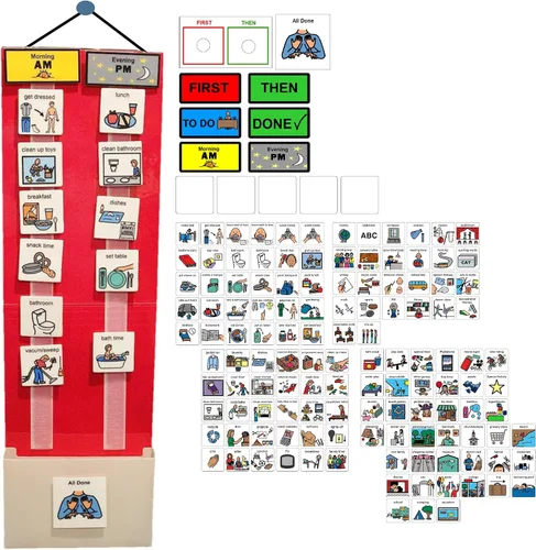 Vista 18 de Programa visual para niños – 133 tarjetas de plástico duraderas con imágenes y monedas con lazo suave Tabla de rutina diaria y recompensas por