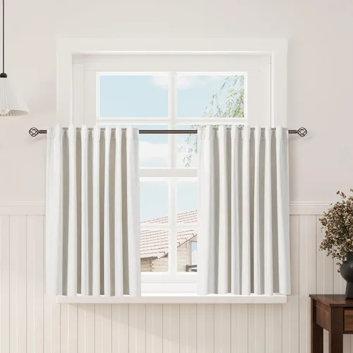 Vista 31 de Nanspring Cortinas de lino 100% opacas para dormitorio, 96 pulgadas de largo, con pestaña trasera, bolsillo para barra, aislamiento térmico, cortina
