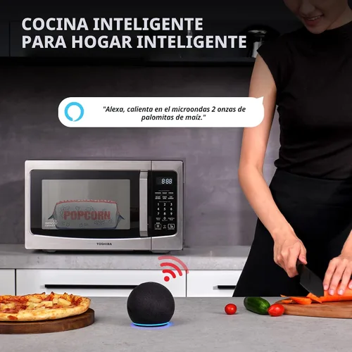 Vista 2 de TOSHIBA ML-EM34P(SS) - Microondas inteligente de sobremesa, recalentamiento con sensor, funciona con Alexa y control remoto, elementos esenciales