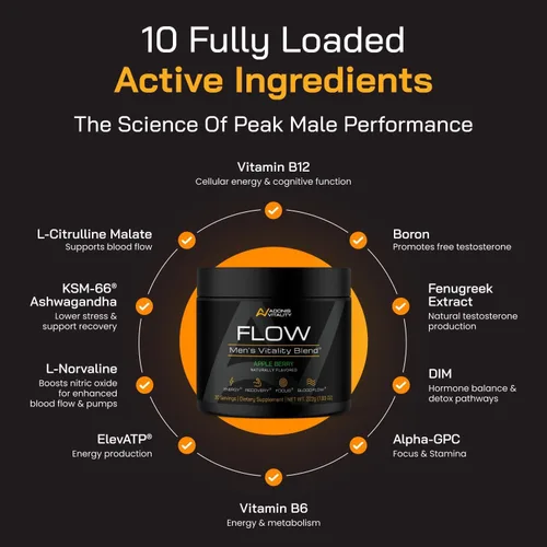 Vista 5 de Potenciador de testosterona para hombres - Suplemento de óxido nítrico y libido con 5,000 mg de L-citrulina y ashwagandha - Apoya la energía