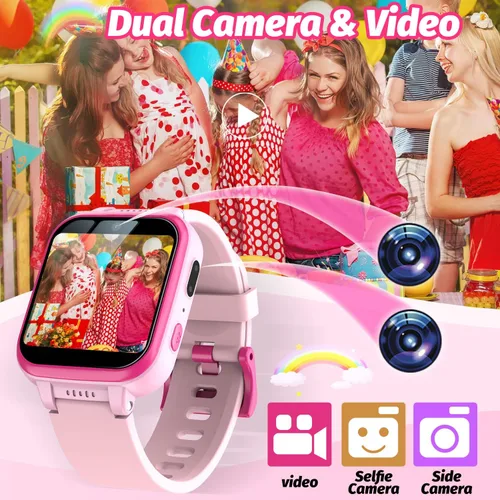 Vista 20 de Reloj inteligente para niños con juegos de rompecabezas, pantalla táctil HD, cámara de video, reproductor de música, podómetro, reloj despertador