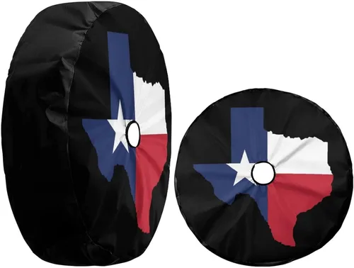 Vista 3 de Delerain Cubierta de neumático de repuesto con bandera de Texas con orificio de cámara de respaldo para caravana, remolque, SUV, camión y muchos
