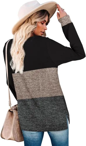 Vista 4 de WEESO Women's Long Sleeve Tunics Color Block Crewneck Sweaters Tunic Tops tunic-shirts