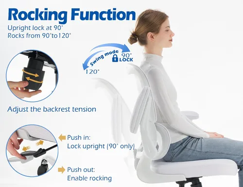Vista 6 de TRALT Silla ergonómica de oficina, silla de escritorio con soporte lumbar ajustable, silla de computadora cómoda de malla con reposabrazos