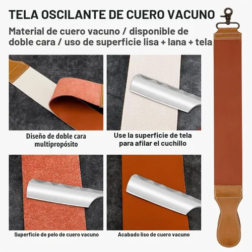 Vista 3 de Kit profesional de afeitar recta, afeitadora de peluquero para hombres en caja de regalo (negro)