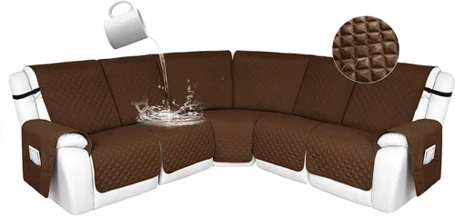 Vista 34 de HDCAXKJ Fundas de sofá seccional reclinable 100% impermeable, forma de L, funda de sofá reclinable lavable acolchada suave para mascotas, perro