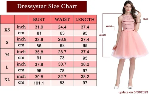 Vista 3 de Dressystar - Vestido corto de fiesta con escote halter para mujer, vestido de graduación de tul y encaje