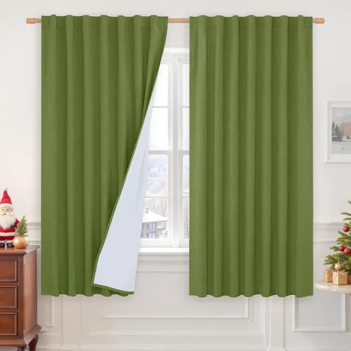 Vista 70 de LAMIT Cortinas opacas cortas de lino de 30 pulgadas para ventanas de cocina sobre el fregadero, cortinas de café texturizadas de lino marfil
