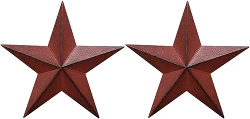 Vista 2 de Juego de estrellas de granero de metal 2 piezas 8 pulgadas negro Decoración de pared 3D (8 pulgadas, negro, 2 piezas)