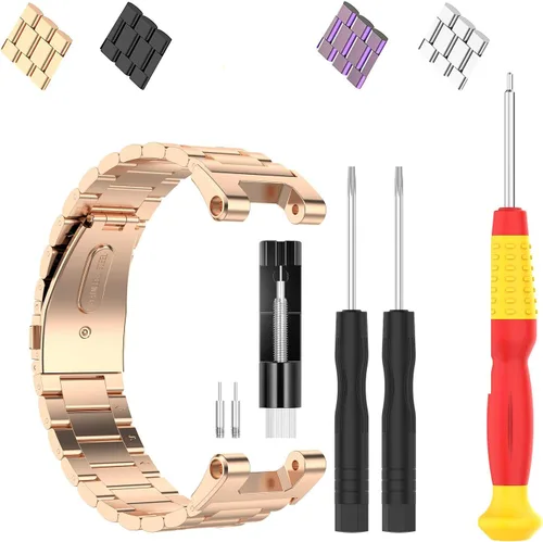 Vista 12 de FitTurn Compatible con las correas Amazfit T-Rex, pulsera elegante de repuesto de acero inoxidable sólido de metal ajustable con herramientas