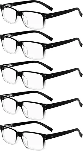 Vista 16 de Eyekepper Gafas de Lectura Vintage para Hombre - 3 Pares Negros y 2 Pares Azules - Gafas Clásicas con Bisagra de Resorte +0.00 3 negro 2 azul