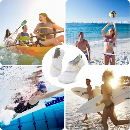 Vista 7 de Fires Zapatos de agua para mujeres y hombres, de secado rápido, calcetines de agua descalzos, transpirables, para senderismo, natación, playa, surf